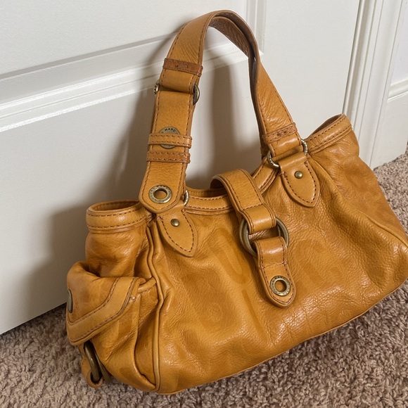 Marc by Marc Jacobs Bag Embossed Leather Satchel Honey Mustard Yellow - Picture 2 of 16